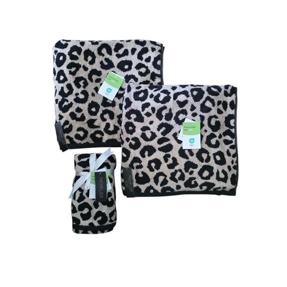 Rachel Zoe Leopard Set of 4 - 2 Bath + 2 Hand Towels NWT - Picture 1 of 4
